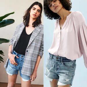 NEW Nordstrom‎ High Waist Boyfriend Cutoff Denim Shorts 24 Jean Short Blue 2021